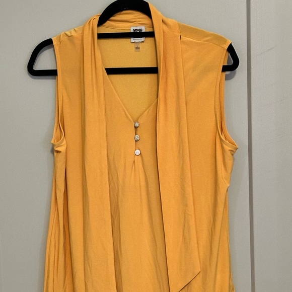 Anne Klein Tops - Anne Klein Mustard Sleeveless Drape Blouse